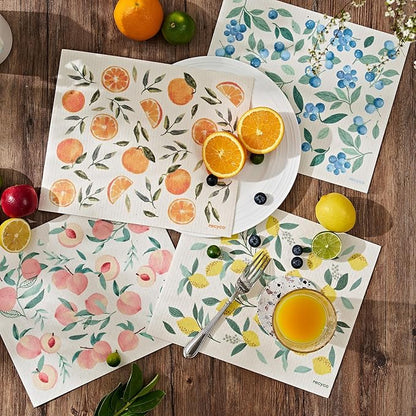 RECYCO Swedish Dishcloths for Kitchen | 4 Pack Oversized Washable Dish Rags | Large Cellulose Reusable Cleaning Paper Towels | Absorbent Counter Dish Cloth Sponge XL Kitchen Wipes, 12" L x 11" W