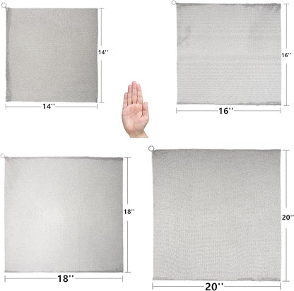 Cast Iron Cleaner & Chainmail Skillet Scrubber - 16''x16'' 3.8mm Small Ring, 316L Stainless Steel Interlocking Mesh Sheet, Flexible Chainmail Panel, Fine Linked Ring Fabric, Woven Ring Net