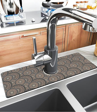 Kitchen Sink Splash Guard Faucet Mat Super Absorbent Fast Drying Mat Sink Gadgets Splash Guard Behind Faucet Drip Catcher for Kitchen (Grey, 15x5.5in)