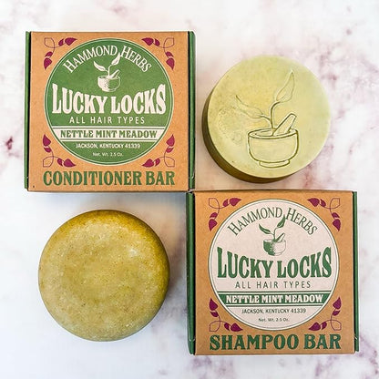 Lucky Locks | Pick Your Scent | Natural Shampoo & Conditioner Bar Set | Zero Waste Hair Care | Sulfate Free (Nettle Mint Meadow)