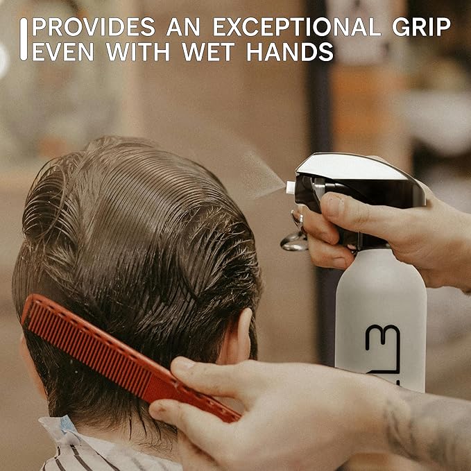 L3 Level 3 Rubberized Spray Bottle - Precise Action Mist Bottle for Effortless Hair Styling - Rubber Grip for Total Control