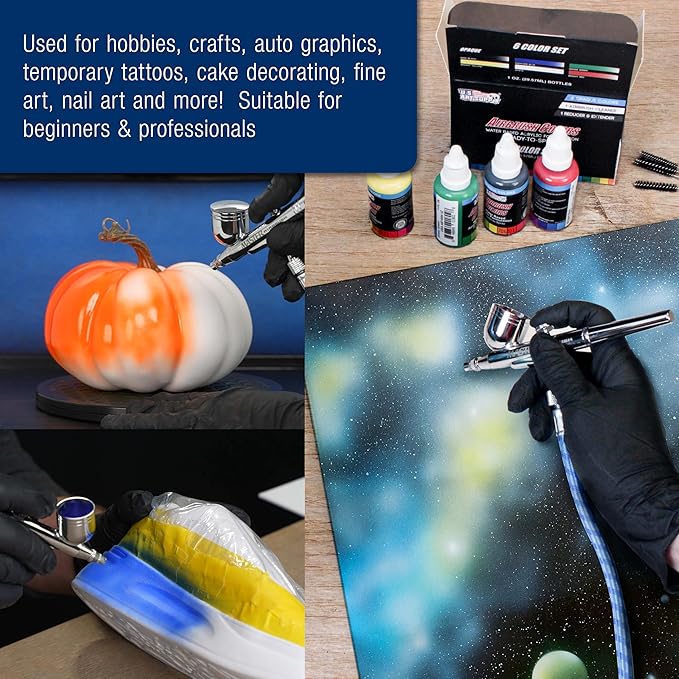 Master Airbrush Cool Runner II Airbrush Kit with Dual Fan Air Compressor, 3 Airbrushes, Cleaning Brushes, Holder, Color Mixing Wheel & How-To Air Brush Manual, Gravity & Siphon Feed