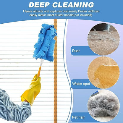 5 PCS Microfiber Duster Refill Reusable, Washable Cleaning Pads, 360 Cleaning Pads for Fan, Home，Window,Pet,Blinds,Furniture, Floor(Include 1 Handle)，Reusable dusters for Cleaning and Damp Duster