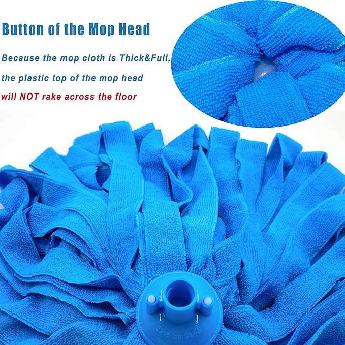 EaseYourDay Microfiber Cloth String Mop, One Lightweight Aluminum Pole + Two Loop End Microfiber Cloth Mop Heads