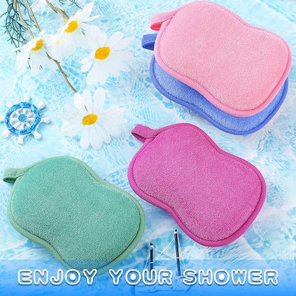 Tatuo 4 Pieces Baby Bath Sponge Cotton Baby Sponge Toddler Soft and Absorbent Loofah for Kids Babies Men Women(Red, Purple, Green, Blue)