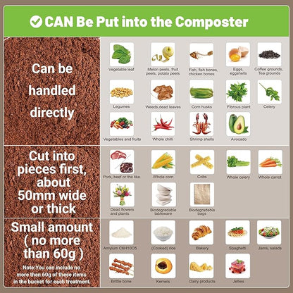 Kitchen Composter Electric, 3.2L Smart Odorless Compost Bin, Composter Indoor, Electric Compost Table Top with LED Display, Electric Composter for Kitchen, One-Touch Auto-Cleaning, Low Noise, EC04