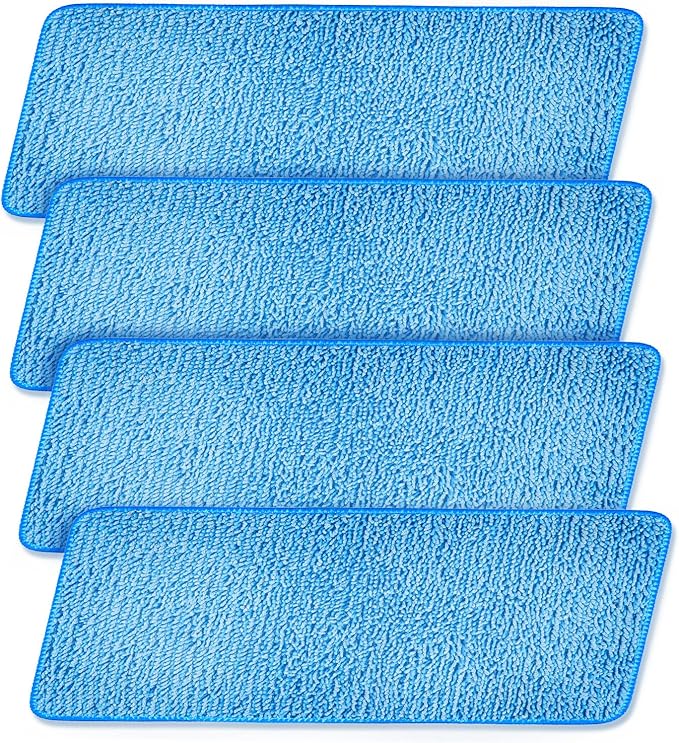 Phueut Microfiber Mop Pads Replacement (4-Pack) - Reusable Wet & Dry Mopping Pads, Steam Mop Cleaning Pads Ideal for Hardwood, Tile, Laminate and Marble Floors