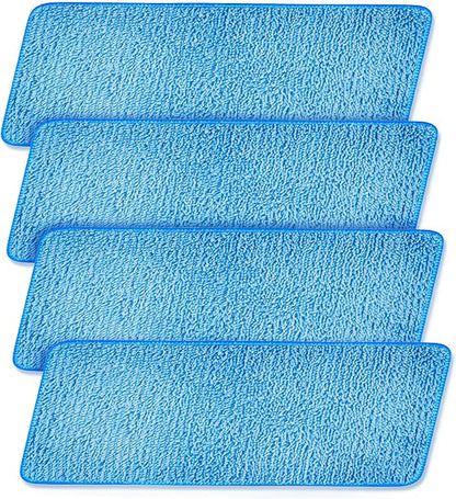 Phueut Microfiber Mop Pads Replacement (4-Pack) - Reusable Wet & Dry Mopping Pads, Steam Mop Cleaning Pads Ideal for Hardwood, Tile, Laminate and Marble Floors