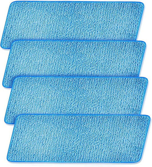 Phueut Microfiber Mop Pads Replacement (4-Pack) - Reusable Wet & Dry Mopping Pads, Steam Mop Cleaning Pads Ideal for Hardwood, Tile, Laminate and Marble Floors