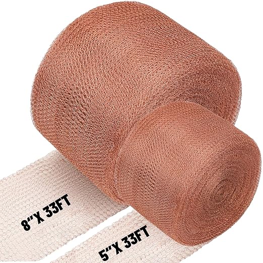 Copper Mesh Roll for Mice Rodent Rat, Sturdy 5'' x 33Ft & 8'' x 33Ft Copper Wool Mouse Trap Hole Filler for Bat Snail Bird Control, DIY Hole Filler for Vents, Soffits & Home Defense (2 Roll)