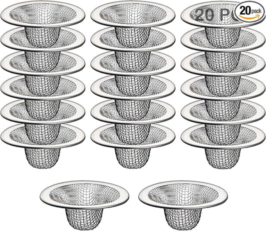 20Pcs Small Drain Mesh Basket, 2.125'' Bathroom Sink Drain Strainer Screen Mesh Sink Strainer Hair Catcher Drain Filter Cover for Bathtub Lavatory RV Laundry Shower Floor Utility Sink Drain
