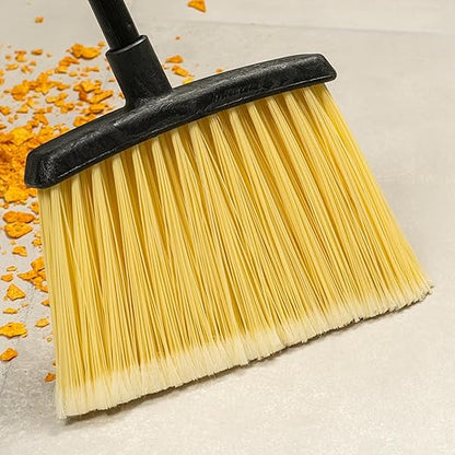 SPARTA Duo-Sweep Unflagged Angle Broom with Stiff Bristles and Angled Head, Heavy Duty Broom for Sweeping on Rough Surfaces, 48" Metal Handle, 1 Count, Natural