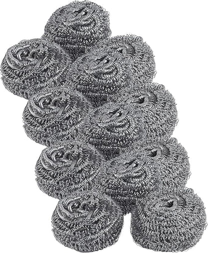 Superio Stainless Steel Scourers Steel Wool Scrubber Pad Used for Dishes, Pots, Pans, Grill, Stoves, and Ovens, Easy scouring for Tough Kitchen Cleaning (12)