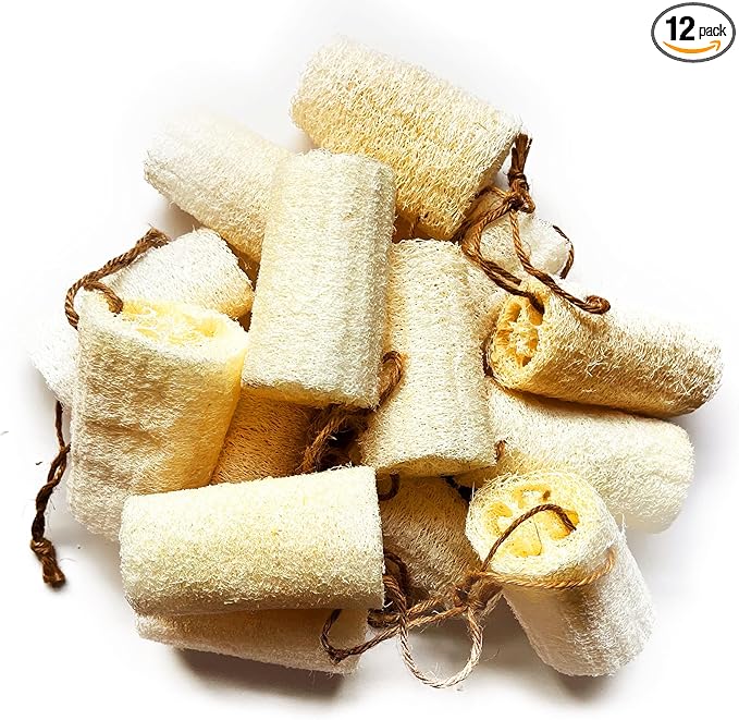 Mr.Cui'shop 12 Pack Bulk 4" 100% Natural Exfoliating Loofah Bath Sponge Scrubber, Great for Skin Care in The Bath, Spa or Shower - Deep Clean & Invigorate Your Skin - Remove Dead Skin Cells