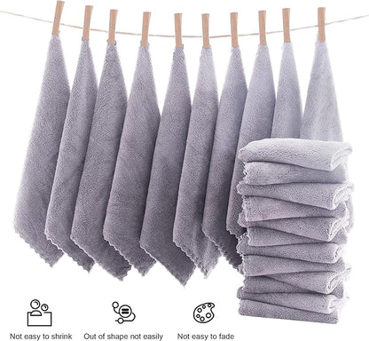 MOONQUEEN Ultra Soft Premium Washcloths Set - 12 x 12 inches - 24 Pack - Quick Drying - Highly Absorbent Coral Velvet Bathroom Wash Clothes - Use as Bath, Spa, Facial, Fingertip Towel (Light Grey)