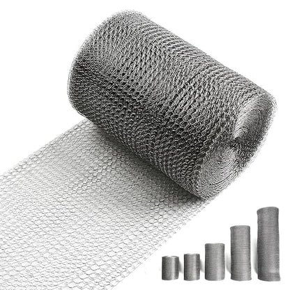 5" X 50 ft 304 Stainless Steel Mesh, Wire Mesh for Plants, Hole Fill Fabric Gap Blocker, Double Layer Metal Mesh Roll, Flexible Stretchy for Garden House and DIY (B-5" X 50 ft)