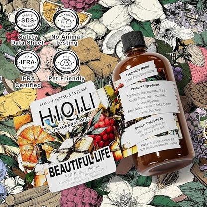 HIQILI Beautiful Life Fragrance Oil, Long-Lasting Scents for Soap Making, Perfume, Skin & Hair Care Products, Handcraft Gifts - 5.07 Fl Oz