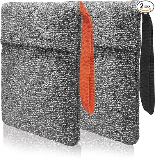 2 Pack Soap Bag Deep Exfoliating,Bar Soap Pouch Saver Pocket, Body Scrubber Shower Bath Sponge Loofah (Grey)