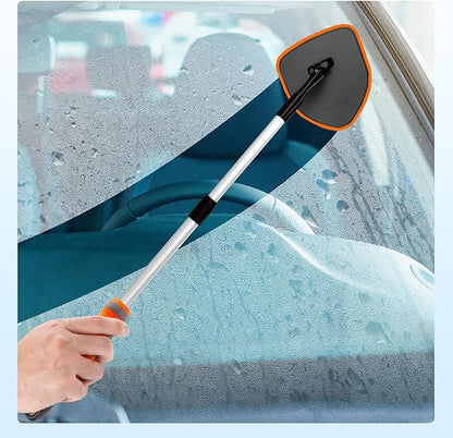 XINDELL Windshield Cleaner Tool, Car Window Cleaning Kit with 4 Reusable Microfiber Pads, Extendable Handle & 360° Rotating Head, Safety Hammer, Streak-Free Auto Glass Wiper for Car Truck SUV RV