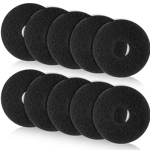 Teenyyou 10 Pcs 12" Cleaning Orbiter Pads Commercial Floor Buffer Pads Hardwood Floor Maintenance Scrubber Polisher Cleaning and Stripping for Orbiter Machine (Black)
