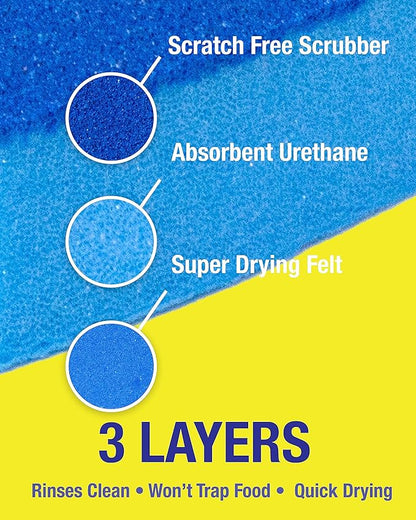 Non-Scratch Odor Resistant Scrub Sponge, Multi-Purpose Sponge for Kitchen and Household, Safe for Non-Stick Cookware (12 sponges)