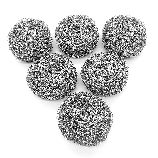 KTOJOY 6 Pack Stainless Steel Wool Scrubber, Scrubbing Scouring Pad, Steel Wool Scrubber for Kitchens, Bathroom and More
