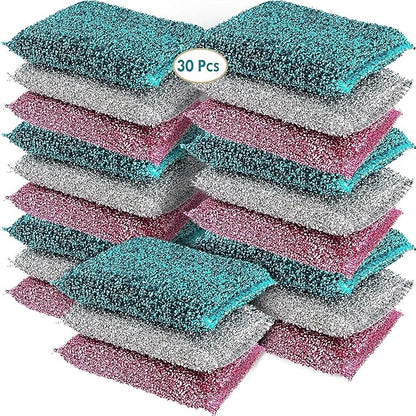 Dish Sponges for Kitchen(30 Pcs) Non-Scratch Scrub Sponges for Dishes, Pots, Pans, Glass, Stainless Steel & Nonstick Cookware–Odor-Resistant, Quick-Dry, Flexible, Durable & Reusable Cleaning Scrubbers