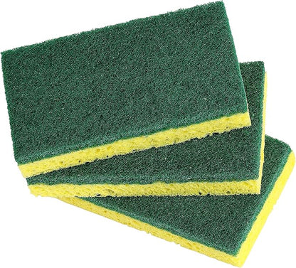Scrubee Heavy Duty Scrub Sponge with Scouring Pad, Kitchen Dishwashing, Sink, Pot and Frying Pan Cellulose Scrubber Sponge Non Scratch. by Superio… (4.5" 3 Pack)