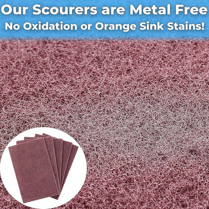 Heavy Duty XL Red Scouring Pads. 6x9 in 10 Pack of Scrubber Tools for Cleaning Stainless Steel Pots, Pans, Grills and Griddles. Extra Large Pad for Outdoor Use on Railings and Tiles.