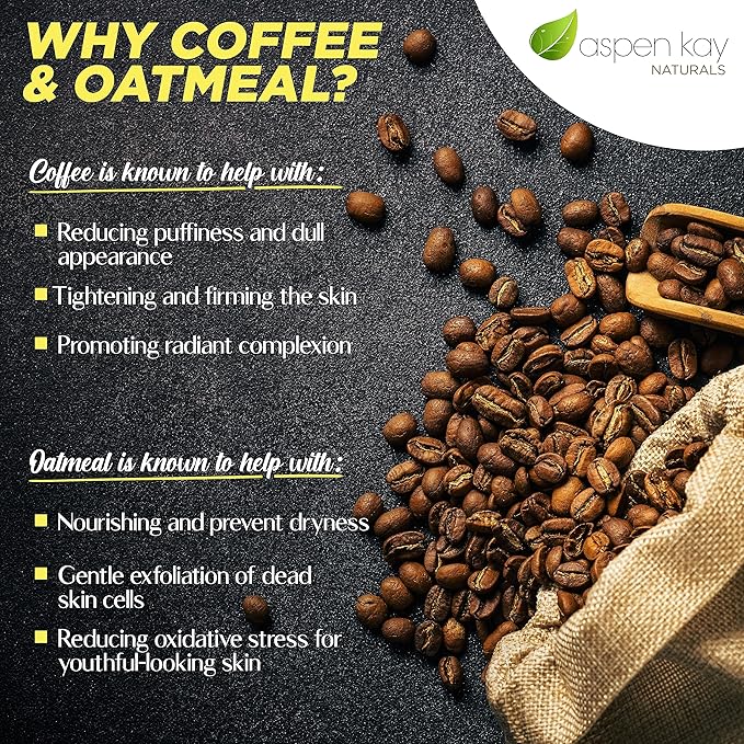 Aspen Kay Naturals Coffee & Oatmeal Exfoliating Soap, Natural and Organic Coffee Scrub. With Organic Shea Butter & Pure Essential Oils. A Wonderful Oatmeal Soap, For Men & Women. (2 pack)
