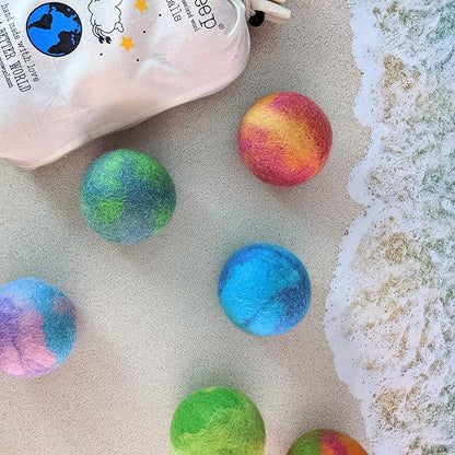 Friendsheep Wool Dryer Balls, Organic Reusable Fabric Softener Alternative for Laundry, Handmade, Fair Trade, Hypoallergenic, Eco-Friendly, Plastic-Free (6 Pack XL - Galxy Tie Dye)
