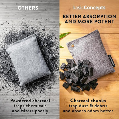 Charcoal Odor Absorber for Strong Odor (Large, 12 Pack, 100g each), Perfect for Smelly Shoes, Bamboo Charcoal Air Purifying Bag, Activated Charcoal Odor Absorber for Closet, Shoe, Car, Odor Deodorizer