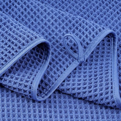POLYTE 430 GSM Microfiber Oversize Quick Dry Lint Free Bath Towel, 60 x 30 in, 4 Pack (Waffle Weave)