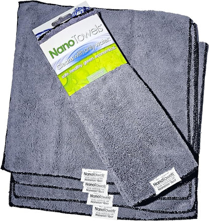 Life Miracle Nano Towels - The Amazing Eco Cloth that Cleans Virtually Any Surface with Only Water. No More Paper Towels Or Toxic Chemicals. 4-Pack (14x14, Grey)