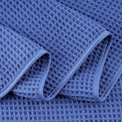 POLYTE 430 GSM Microfiber Oversize Quick Dry Lint Free Bath Towel, 60 x 30 in, 4 Pack (Waffle Weave)