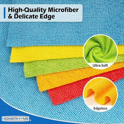 Microfiber Cleaning Cloth, 100 Pack Cleaning Rags Microfiber Towel Bulk Absorbent Lint-Free Wash Cloths, All-Purpose Shop Towels for Cars, Automotive, Garage, Home & Kitchen 11.5"*11.5"