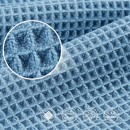 POLYTE 430 GSM Polyester Polyamide Microfiber Oversize Quick Dry Lint Free Bath Towel, 60 x 30 in, 4 Pack (Waffle Weave)