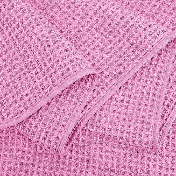 POLYTE 430 GSM Microfiber Oversize Quick Dry Lint Free Bath Towel, 60 x 30 in, 4 Pack (Waffle Weave)
