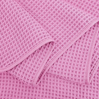 POLYTE 430 GSM Microfiber Oversize Quick Dry Lint Free Bath Towel, 60 x 30 in, 4 Pack (Waffle Weave)